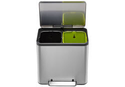 Afvalbak EKO EcoCasa Recycler pedaalemmer 15+15 liter RVS