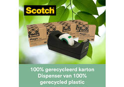 Plakband Scotch Magic 810 19mmx33m transparant 14 rollen + plakbandhouder zwart