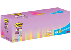 Memoblok 3M Post-it Z-Note R330 Super Sticky 76x76mm assorti kleur 20 + 4 gratis