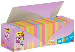 Memoblok 3M Post-it Z-Note R330 Super Sticky 76x76mm assorti kleur 20 + 4 gratis