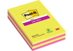 Memoblok 3M Post-it 584 127x203mm Super Sticky lijn assorti kleur