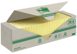 Memoblok 3M Post-it 654 76x76mm recycle geel 18 + 6 gratis