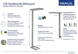 Werkplek tafelklem MAUL Javal LED dimbaar hg 120cm zilver