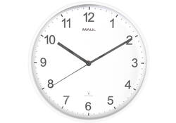Wandklok MAUL Sprint RC Ø30x5cm kunststof wit/wit incl batterij