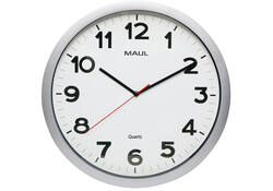 Wandklok MAUL Step Quartz Ø40x5cm kunststof zilver/wit stildraaiend