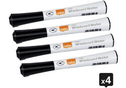 Viltstift Nobo whiteboard Glide fijn zwart 1mm 4stuks