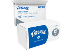 Handdoek Kleenex Ultra i-vouw 2-laags 215x318mm 15x124 vel wit 6778