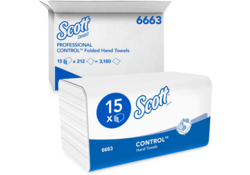 Handdoek Scott Control i-vouw 1-laags 215x315mm 15x212 vel wit 6663