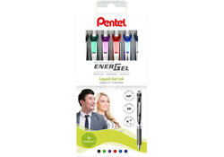 Gelschrijver Pentel BL77 Energel medium assorti etui à 6 stuks