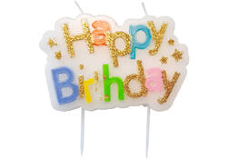 Kaarsje Happy 'Happy birthday' 10.5cm