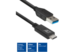 Kabel ACT USB A 3.2 naar USB-C 2 meter