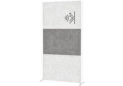 Scheidingswand MAUL akoestiek 100x180 2x licht- 1x donkergrijs wit frame op voet