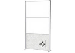 Scheidingswand MAUL akoestiek 100x180 2x whiteb. 1x lichtgrijs alum.frame op voet