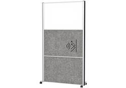 Scheidingswand MAUL akoestiek 100x180 2xdonker- 1xwhiteboard alum.frame mobiel