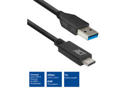 Kabel ACT USB A 3.2 naar USB-C 1 meter