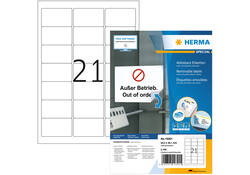 Etiket HERMA 10301 63.5x38.1mm verwijderbaar wit 2100 etiketten