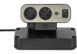 Stekkerdoos Brennenstuhl bureau Estilo 10 voudig inclusief 1 USB C, 1 USB A, 2 meter zilver/zwart