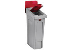Deksel Rubbermaid Slim Jim Recyclestation gesloten rood
