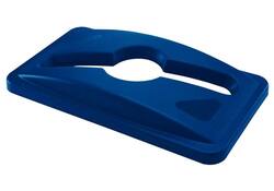 Deksel Rubbermaid Slim Jim Vented inwerpopening voor gemengde recycling blauw
