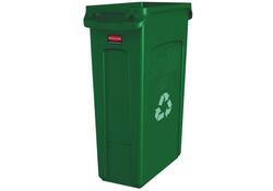 Afvalbak Rubbermaid Slim Jim Vented met luchtsleuven 87liter groen