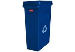 Afvalbak Rubbermaid Slim Jim Vented met luchtsleuven 87liter blauw