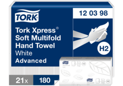 Handdoek Tork Xpress® H2 Multifold advanced 2-laags 21x180st wit 120398