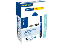 Viltstift PILOT 100 rond fijn blauw doos à 15+5 gratis