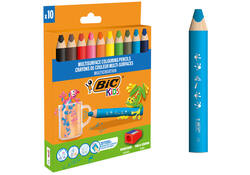 Kleurpotloden BicKids Multi Surface inclusief puntenslijper assorti pak à 10 stuks