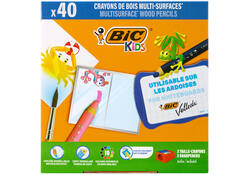 Kleurpotloden Bickids Multi Surface Class incl 2 puntenslijpers assorti 10 kleuren pak à 40 stuks