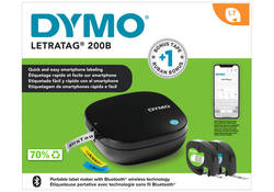 Labelprinter Dymo LetraTag 200B draagbaar bluetooth 12mm zwart promopack