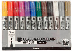 Glas- & Porseleinstiften Creativ Company 1-2mm set à 12 kleuren