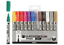 Glas- & Porseleinstiften Creativ Company 1-2mm set à 12 kleuren