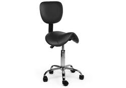 Zadelkruk Office rugleuning laag harde wielen zw