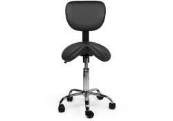 Zadelkruk Office rugleuning laag harde wielen zw