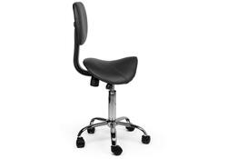 Zadelkruk Office rugleuning laag harde wielen zw