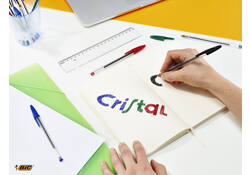 Balpen Bic Cristal medium zwart blister à 10 stuks