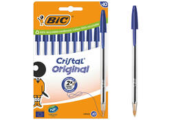 Balpen Bic Cristal medium blauw blister à 10 stuks