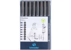 Fineliner Schneider Pictus zwart etui à 8 stuks