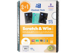 Collegeblok Oxford School A4+ lijn 23-gaats 160 pagina's 80gr scratch&win assorti