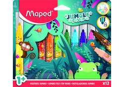 Viltstift Maped Jungle Fever Jumbo set à 12 kleuren
