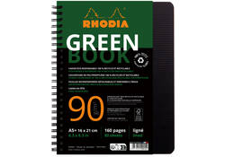 Notitieboek Rhodia Greenbook A5 lijn 6-gaats 180 pagina's 90gr zwart