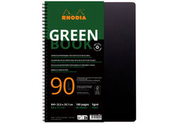 Notitieboek Rhodia Greenbook A4+ lijn 4-gaats 180 pagina's 90gr zwart