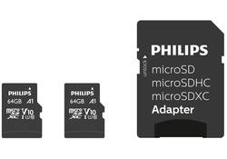 Geheugenkaart Philips micro SDXC Class 10 UHS-I U1 64GB 2 stuks