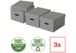 Opbergdoos Esselte home middelgroot 265x205x365mm grijs 3 stuks