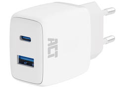 Oplader act 20w 2-poorts usb a+c wit