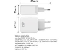 Oplader act 20w 2-poorts usb a+c wit