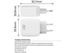 Oplader act 65w 2-poorts usb c wit