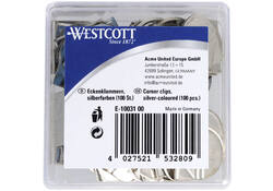 Hoekclips Westcott aluminium zilverkleurig doos à 100 stuks