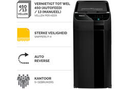 Papiervernietiger Fellowes Automax 450C snippers 4x38mm zwart