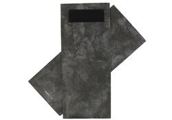 Bestekzakje IEZZY 190x85mm antraciet gemarmerd met zwart servet 500st